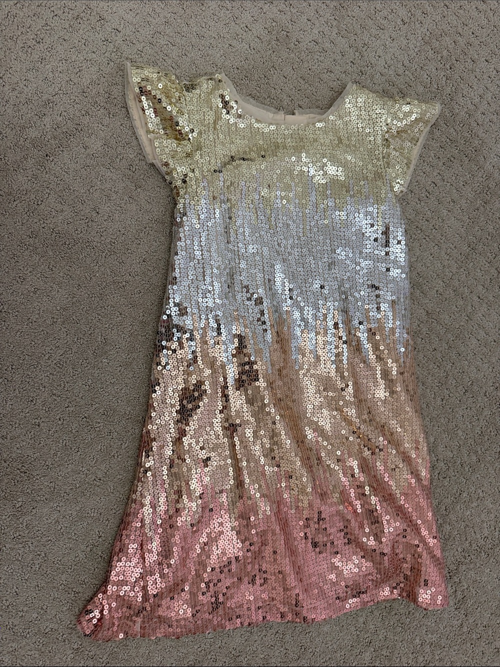 GAP Girls Sequin Ombre Dress - Gold, Silver, Pink